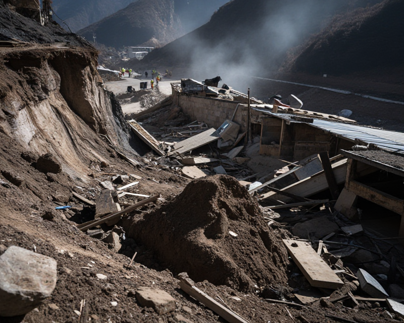 Nepal Flood Aftermath Scene
