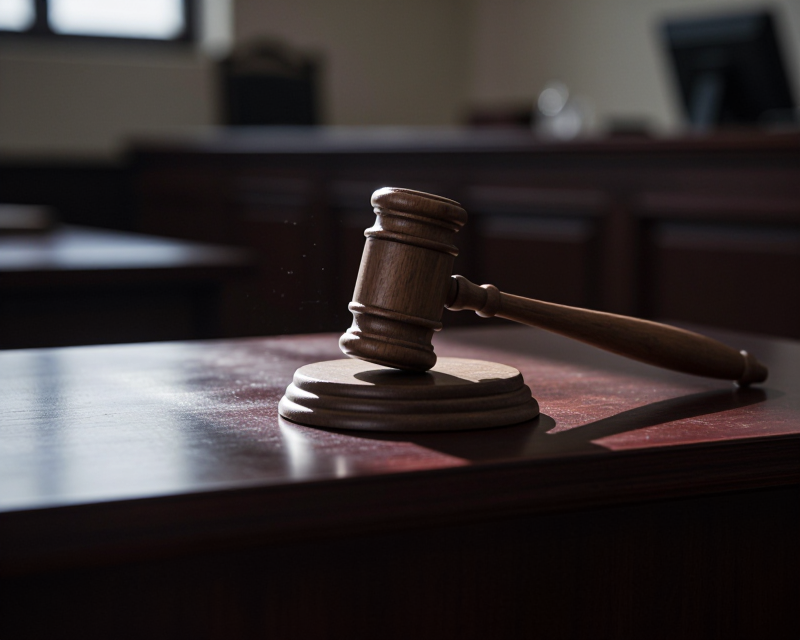 Judicial Gavel in Solemn Courtroom