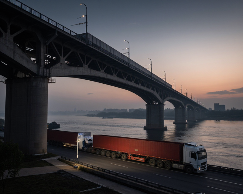 Heavy Truck on New Yalu River Bridge