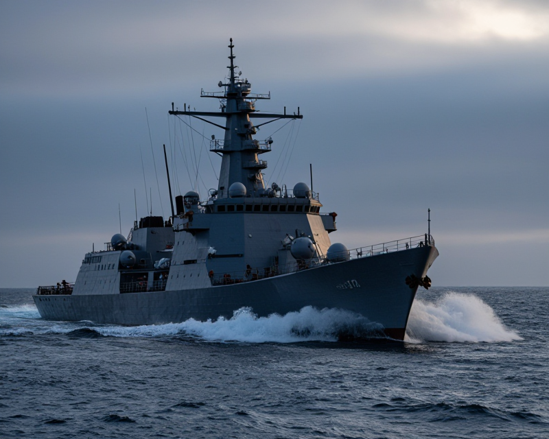 Cinematic Naval Destroyer at Sea